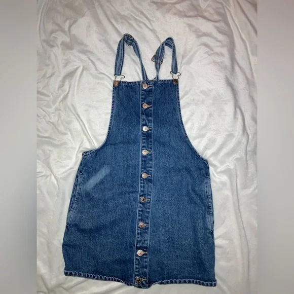 Denim Dress Overalls Jumper Mini - Picture 2 of 6